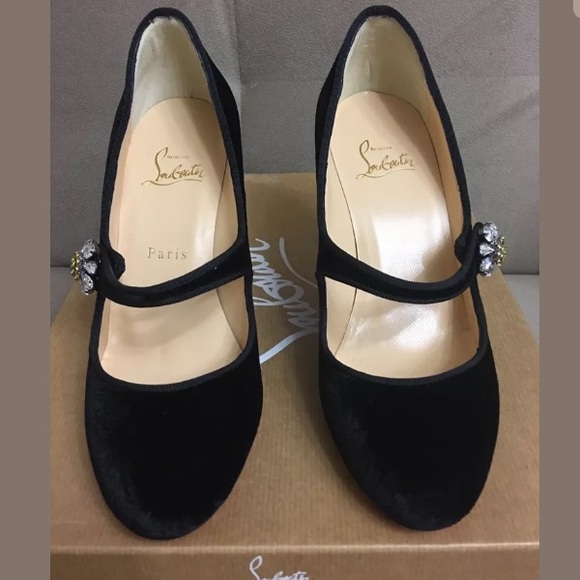 Louboutin Mary Jane Velvet Booton 85 Vellutto 37 7 - Picture 3 of 9